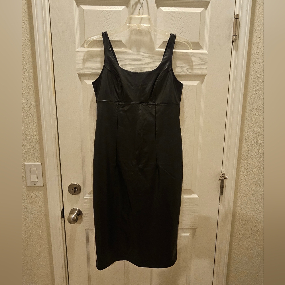 Sofia Vergara Black Faux Leather Dress